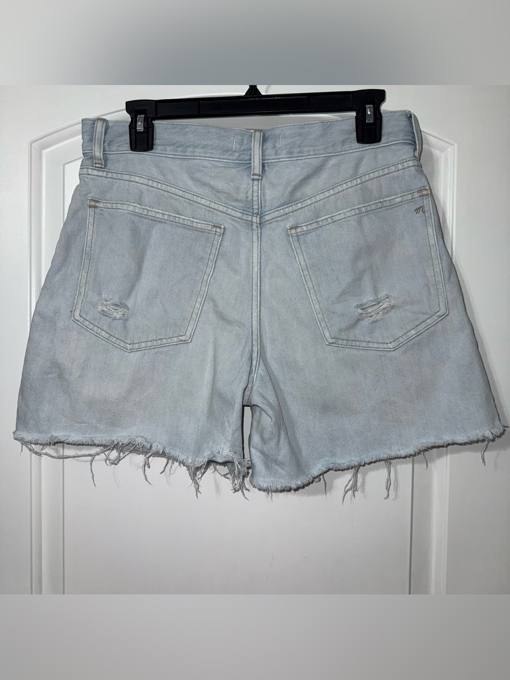 MADEWELL Jean Shorts Women 28 The 90s Mid-Length Denim Raw Hem NQ236 - Picture 2 of 6